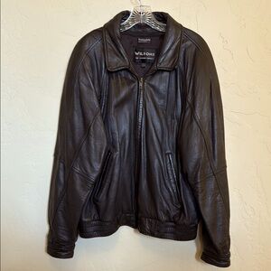 Vintage Wilson Leather Brown Bomber Jacket Coat Zip Out Lining - Large